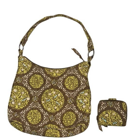 Vera Bradley Brown and Yellow Hobo Bag & wallet - Picture 2 of 8